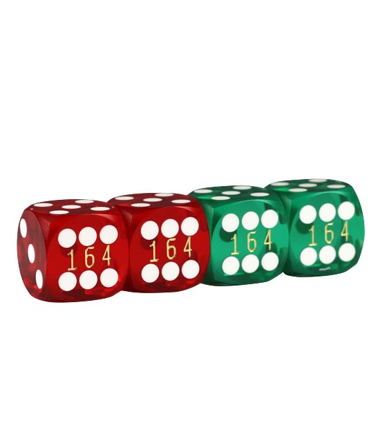 Precision Dice 16 mm  set of 4 – Red/Green